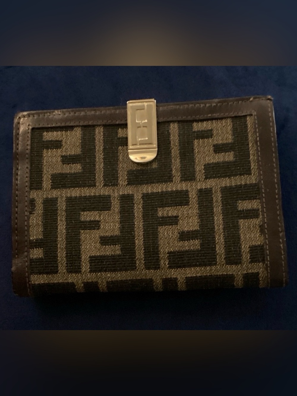 Authentic Vintage Fendi Zucca Monogram Canvas/Leather Wallet with Metal Clip